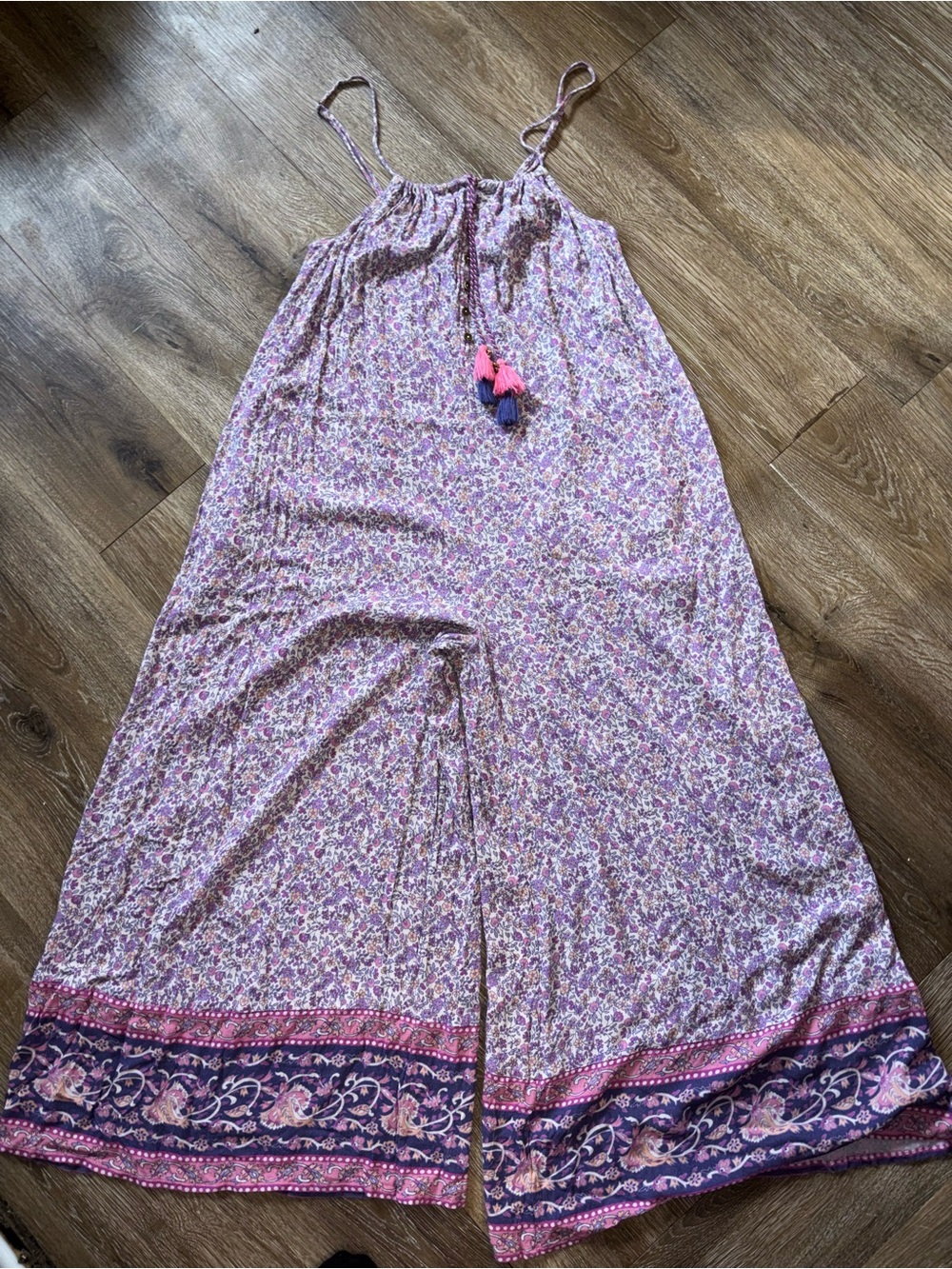 SPELL little Bird Wide Leg Floral Boho Oversized Jumpsuit Pink Purple Small - Picture 3 of 8